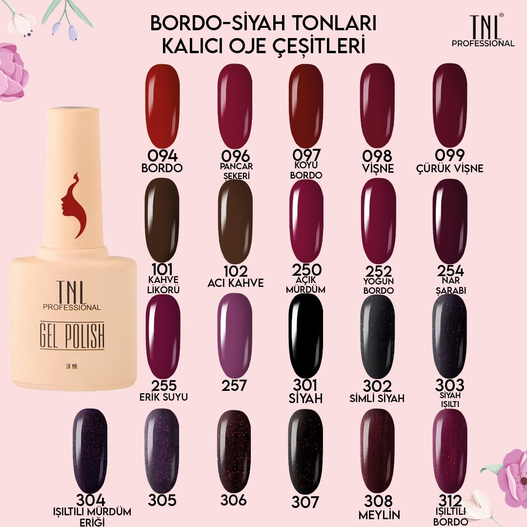 Bordo ve Siyah Tonları Kalıcı Oje Çeşitleri 10 Ml