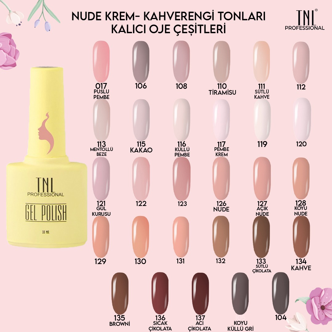 Nude Krem ve Kahverengi Tonları Kalıcı Oje Çeşitleri 10 Ml