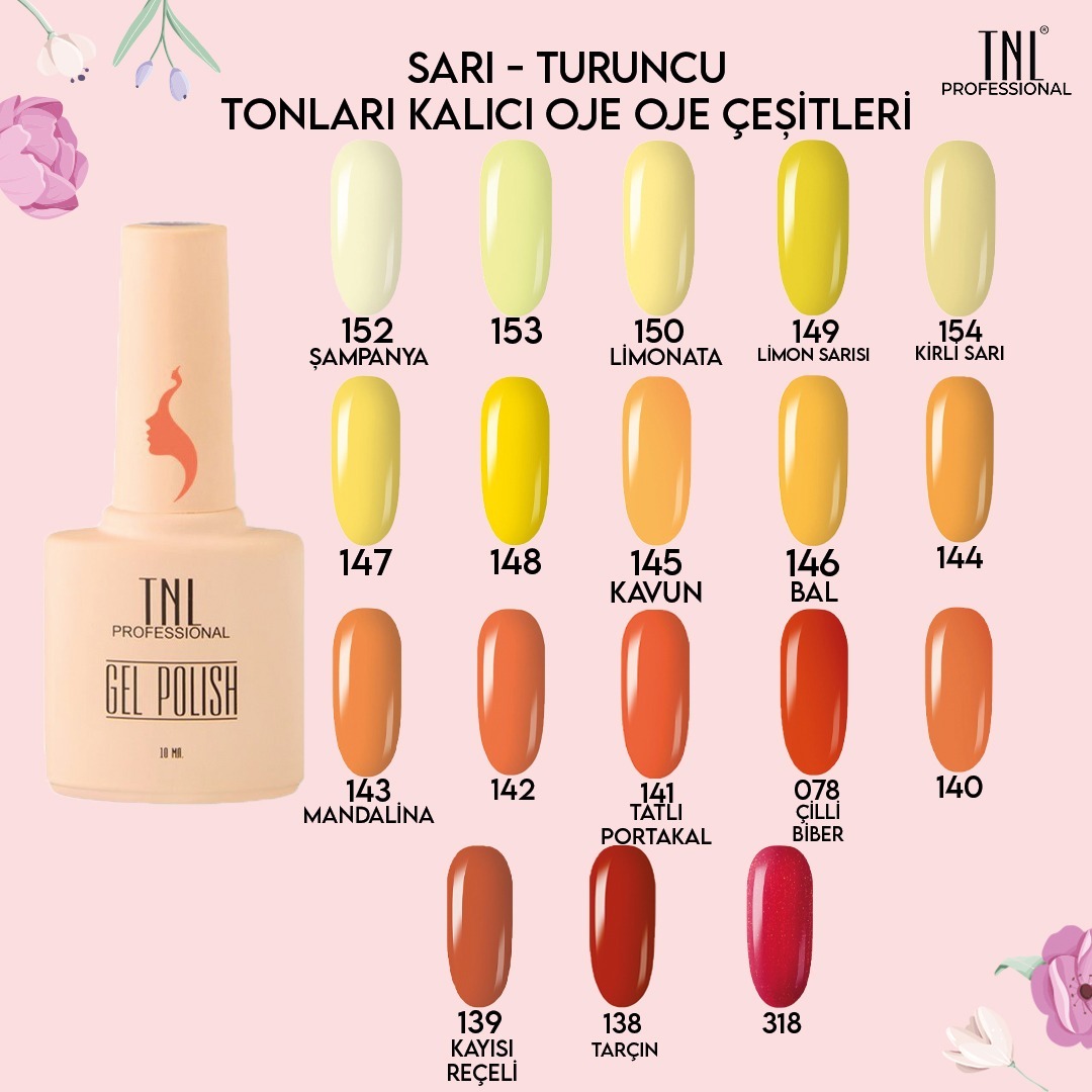 Sarı ve Turuncu Kalıcı Oje Çeşitleri 10 Ml